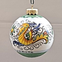 Palla di Natale ceramica maiolica Deruta raffaellesco verde