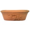 Small oval Deruta terracotta vase for succulent plants with grapes